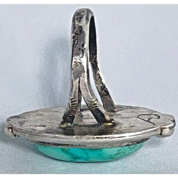 Turquoise Navajo Native Silver Ring Signed AD Size 9 weighs 12.14 gr Gem Stone - Picture 12 of 15